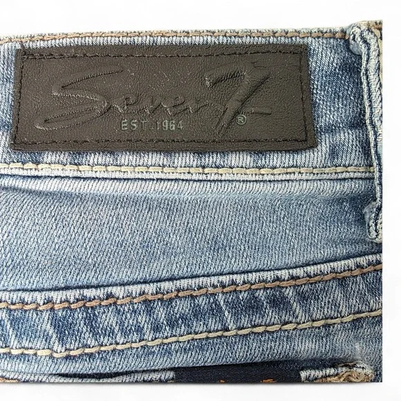 Seven7 Womens Bootcut Jeans Size 28 Medium Wash Embroidered Thick Stitch Denim - Picture 3 of 12